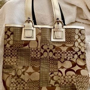 Coach Soho Patchwork Tote Khaki Gold